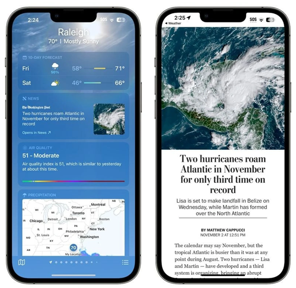 青浦苹果14维修分享iPhone 14手机如何看天气时顺带看新闻 