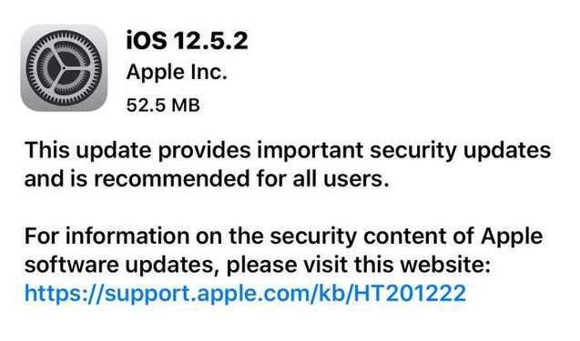 青浦苹果手机维修分享iOS12.5.2发布，建议所有老苹果用户安装 